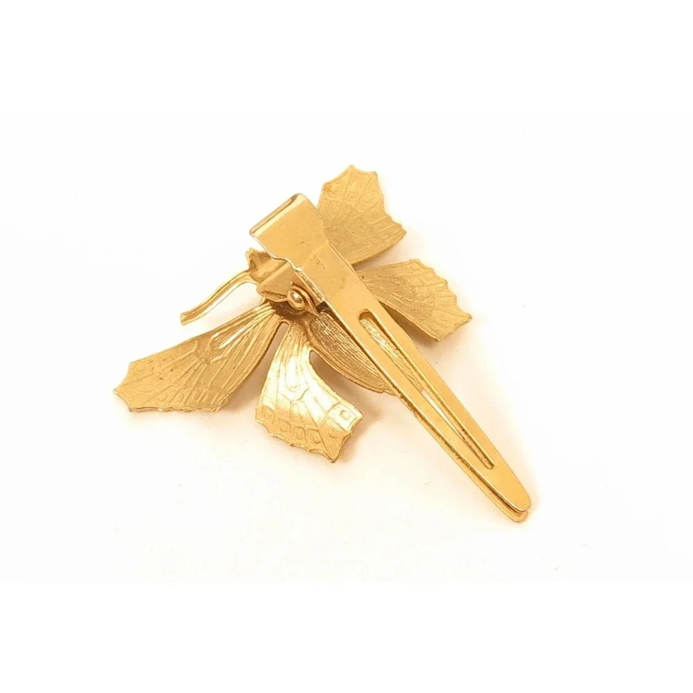 Vintage Gold Toned‎ Butterfly Hair Clip*Barrette Jewelry Accessory Japan